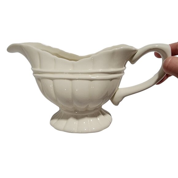 Vintage Set of 2 Art Deco Cream-Coloured Ironstone Gravy Boats - Picture 4 of 8